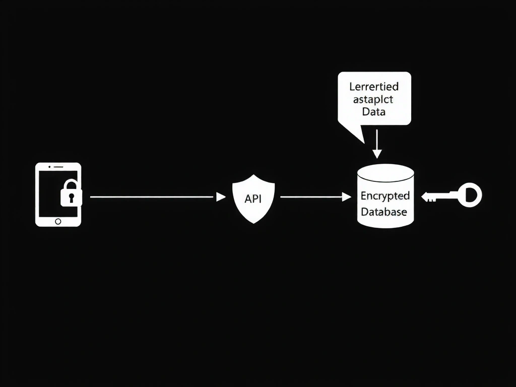 Diagram showing data flow from client to encrypted database